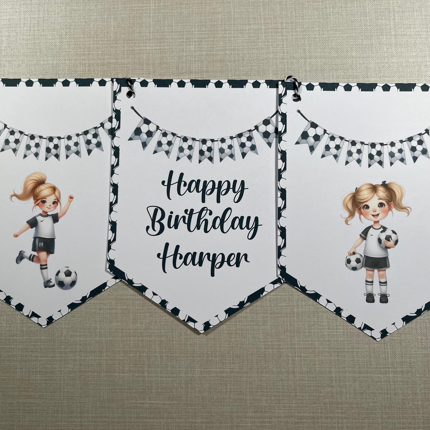 Football Themed Personalised Birthday Garland – Name & Player Party Bunting