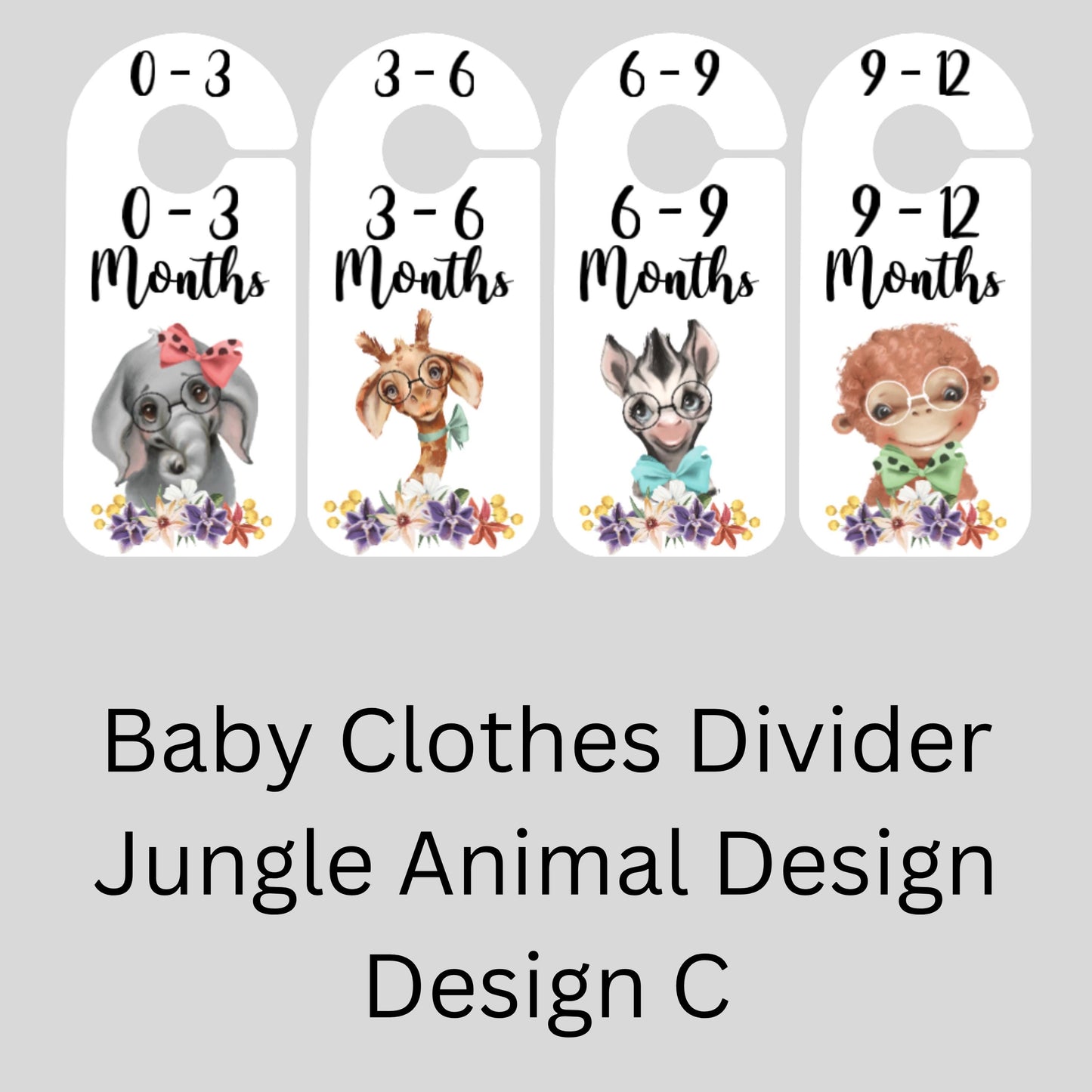 Boho Safari Baby Clothes Dividers – Nursery Wardrobe Hangers (0–12 Months)