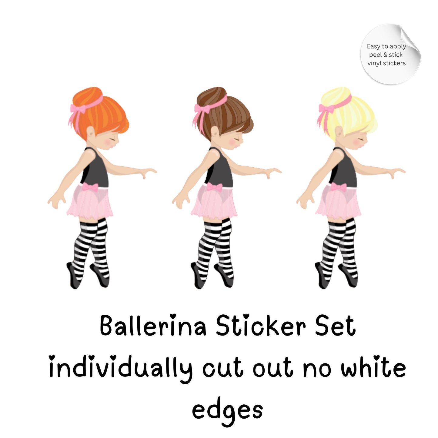 Ballerina Vinyl Wall Stickers – Ballet Dancer Décor for Girls – Set of 12