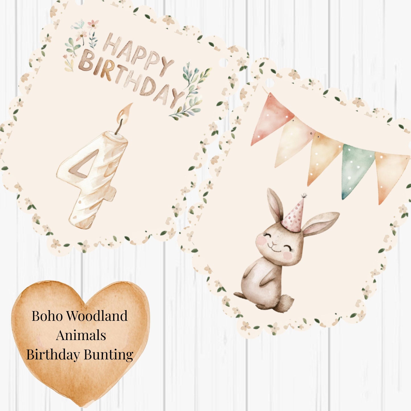 Happy Birthday Boho Woodland Animal Bunting – Woodland Party Banner