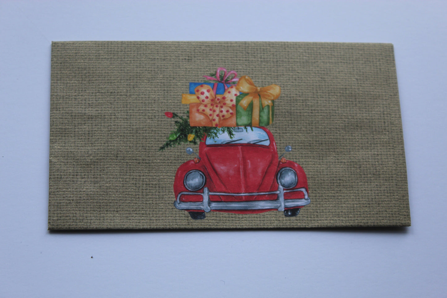 Handmade Christmas Envelopes Set of 4 – Vintage Red Car Gift Card & Money Holders