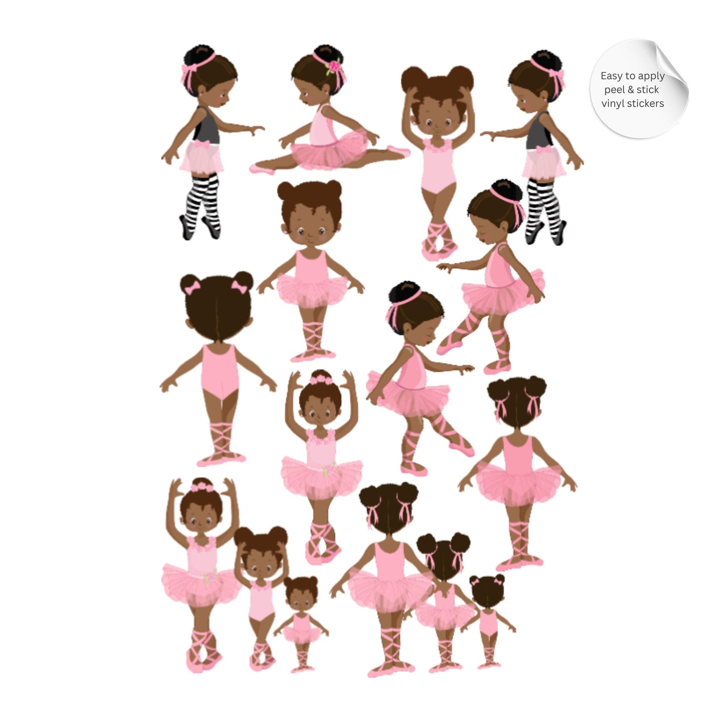 Black Ballerina Vinyl Wall Stickers – Ballet Bedroom Décor for Girls – Set of 12