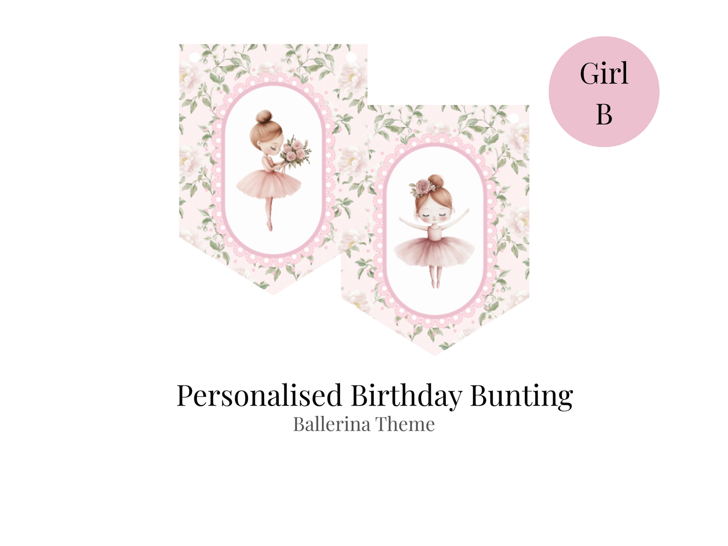 Personalised Ballerina Birthday Bunting – Pink Ballet Party Garland for Girls