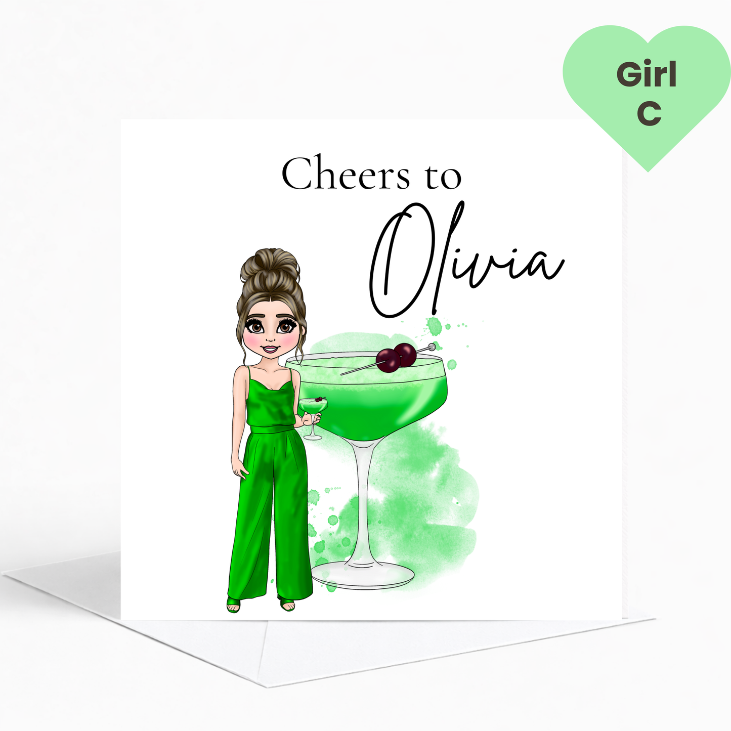Personalised Apple Sours Birthday Card for Her – Trendy Green Cocktail Birthday Card for Teens & Young Adults