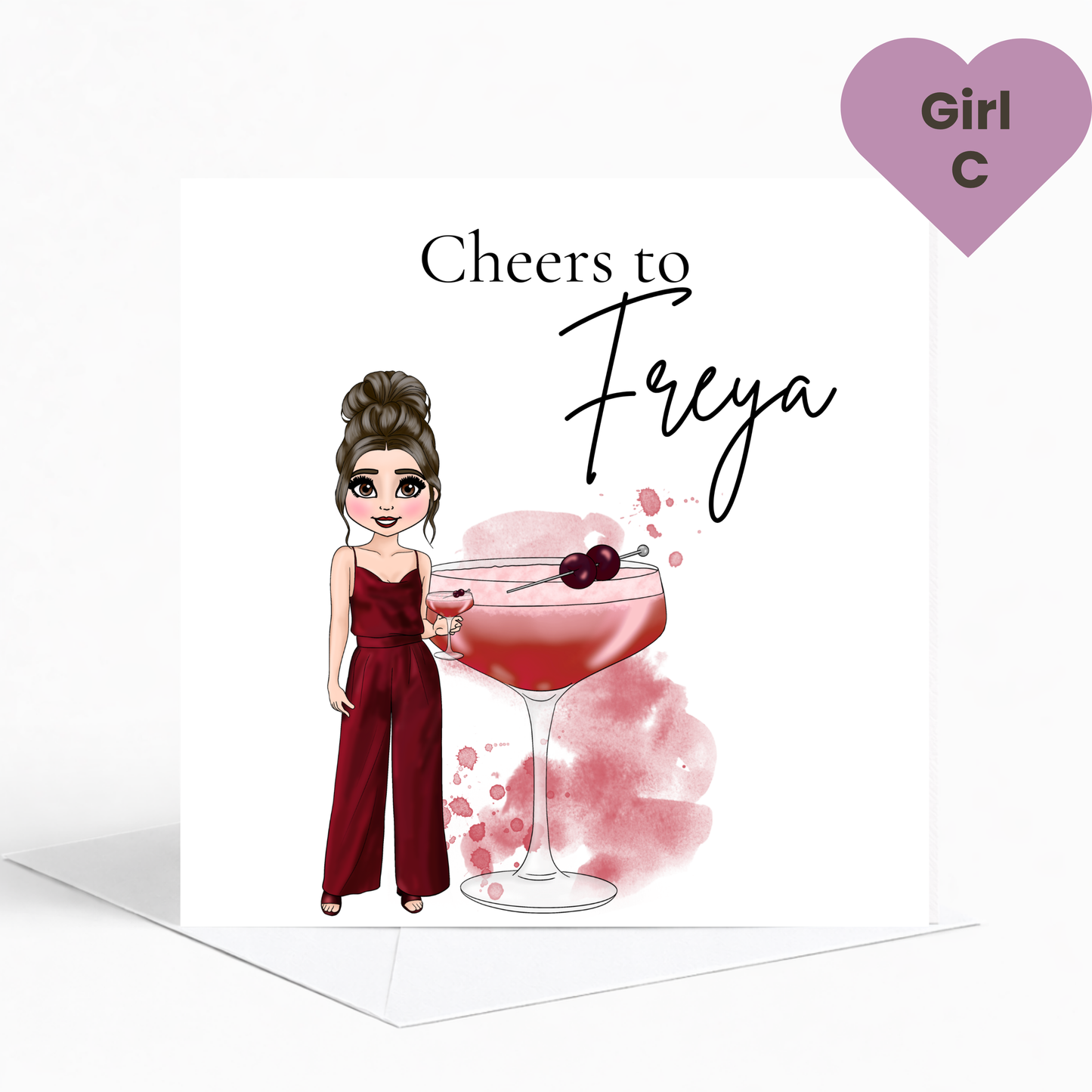 Personalised Cherry Sours Birthday Card for Her – Trendy Cocktail Birthday Card for Teens & Young Adults