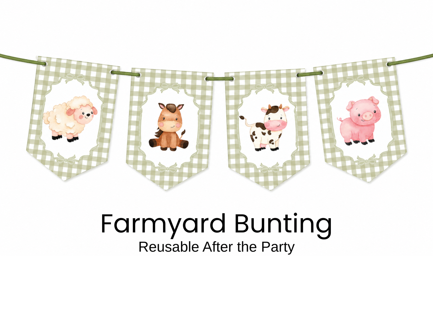 Personalised Farmyard Birthday Bunting – Farm Animal Name & Age Banner