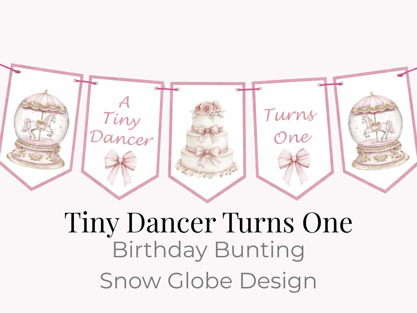 Tiny Dancer Turns One Birthday Bunting – Ballet First Birthday Banner Pink Ballerina Party Decor
