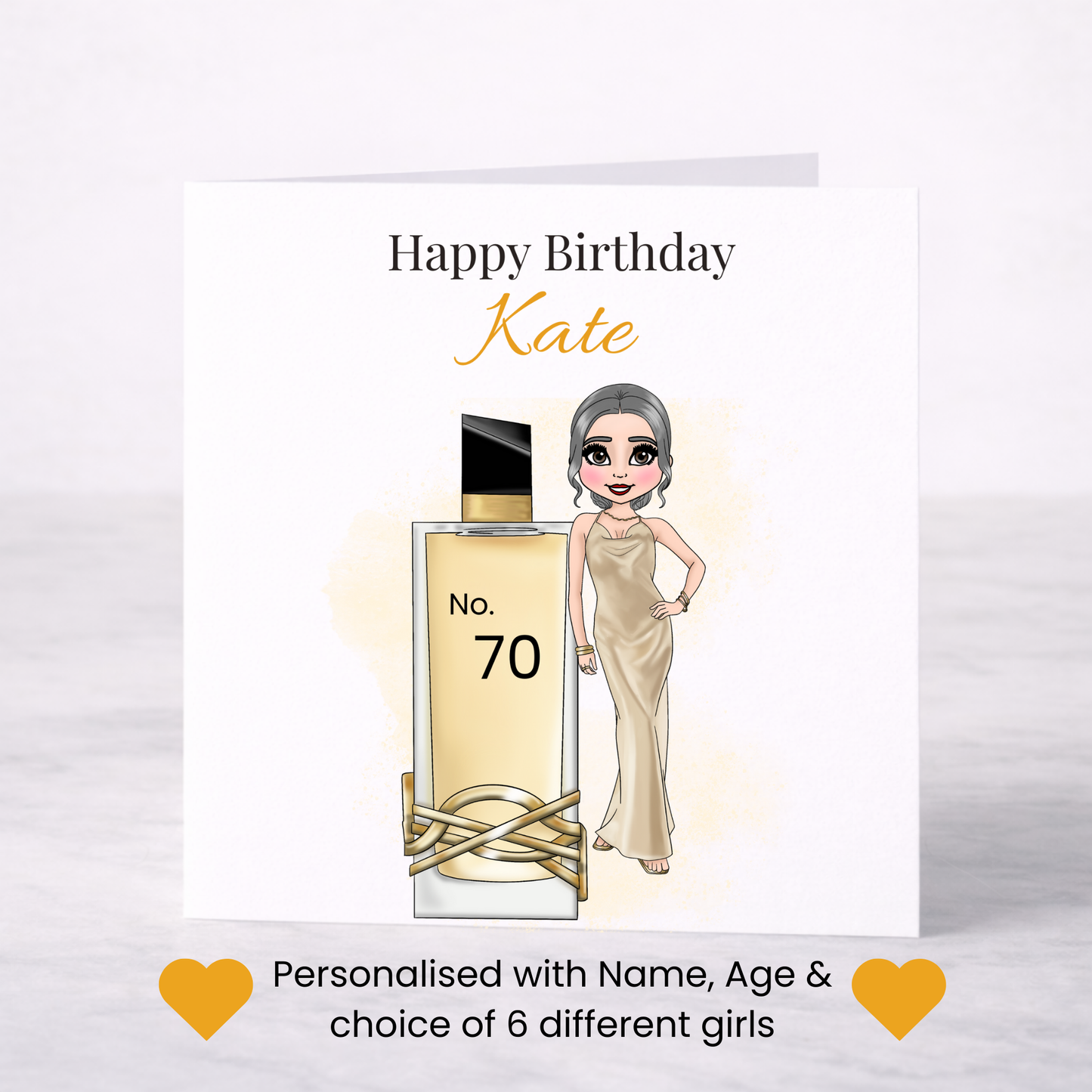Personalised Glam Perfume Birthday Card – Name & Age Custom Card for Her