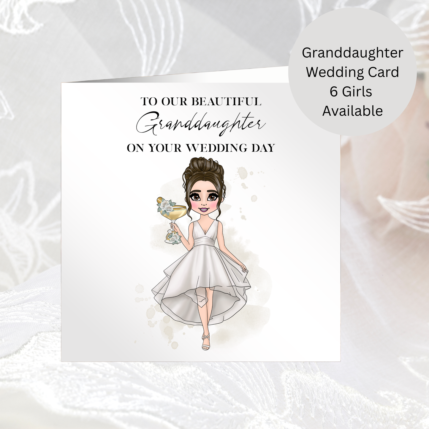 Granddaughter Wedding Day Card – Choose Bride Illustration