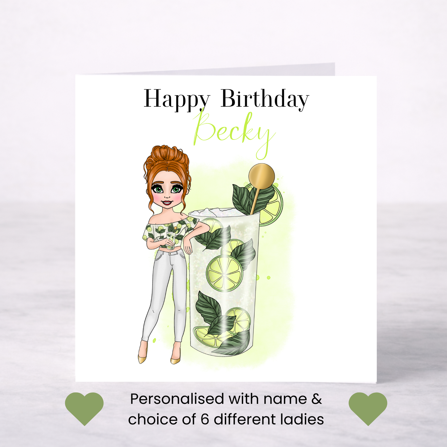 Personalised Mojito Birthday Card – Casual Cocktail Design
