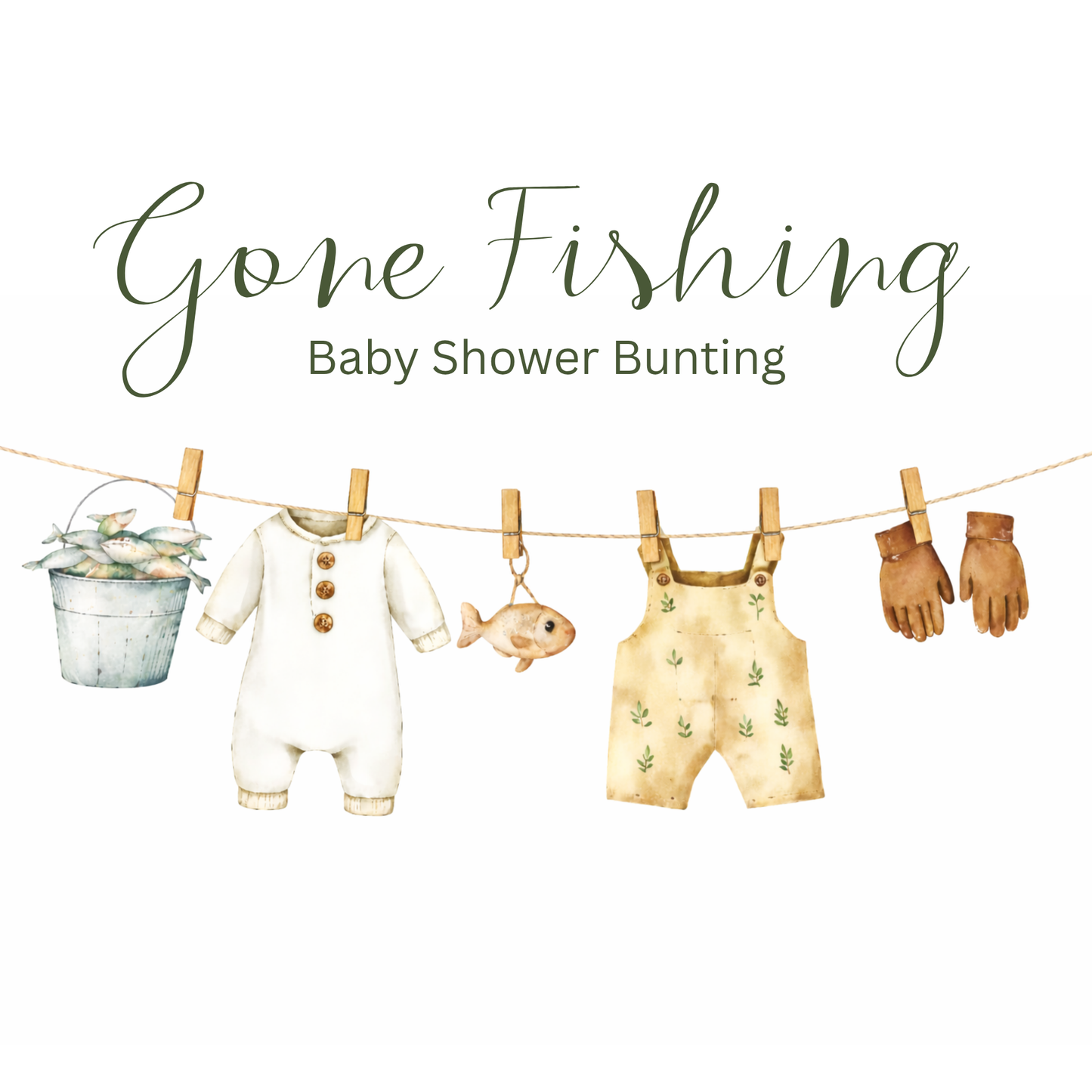 Gone Fishing Baby Shower Bunting, Fishing Baby Clothes Garland, Rustic Baby Shower Decorations, Woodland Baby Shower Banner