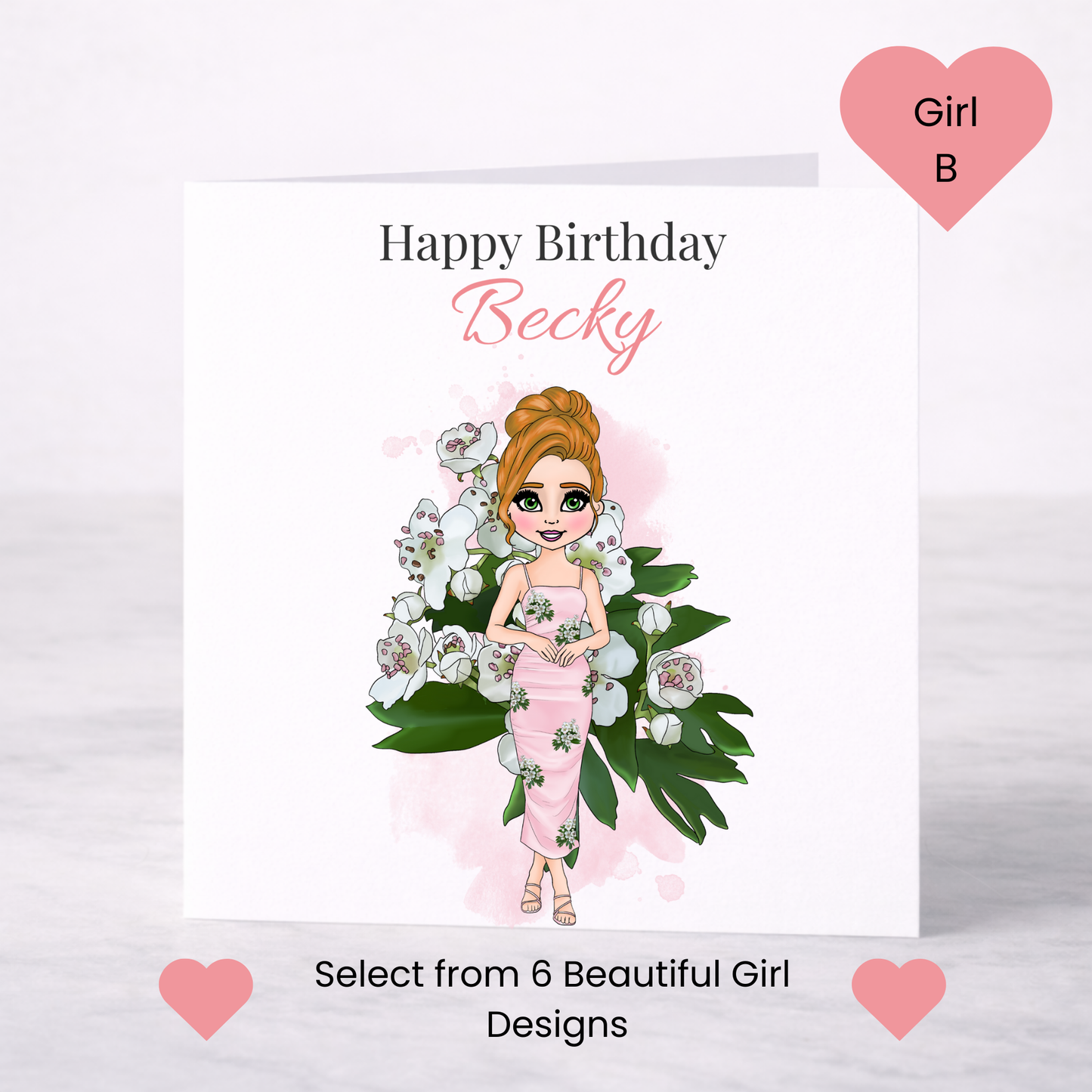 Personalised May Birth Flower Birthday Card – Hawthorn Design, Custom Name, Choice of Girl