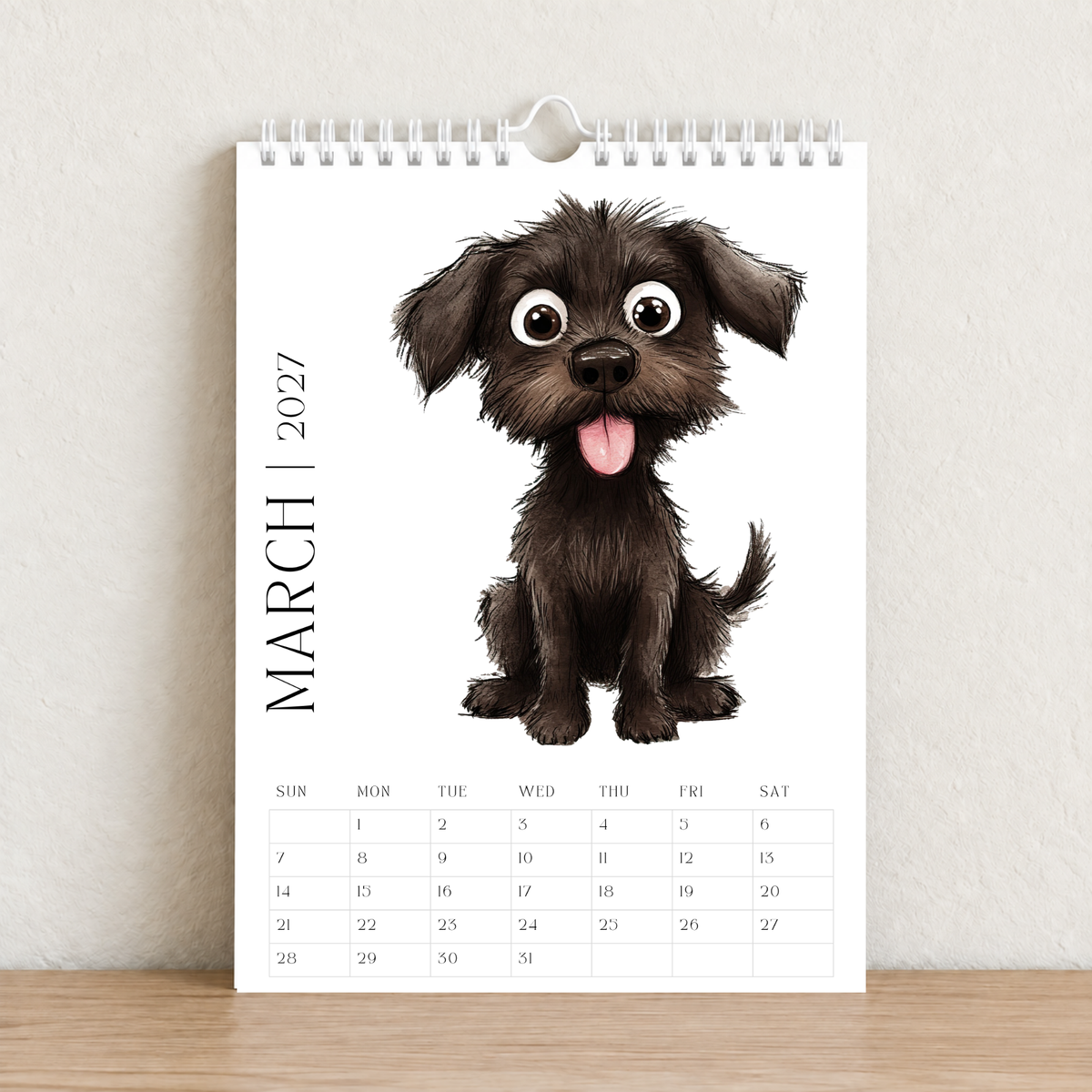 A Year of Scruffy Pups – 2027 A4 Wall Calendar