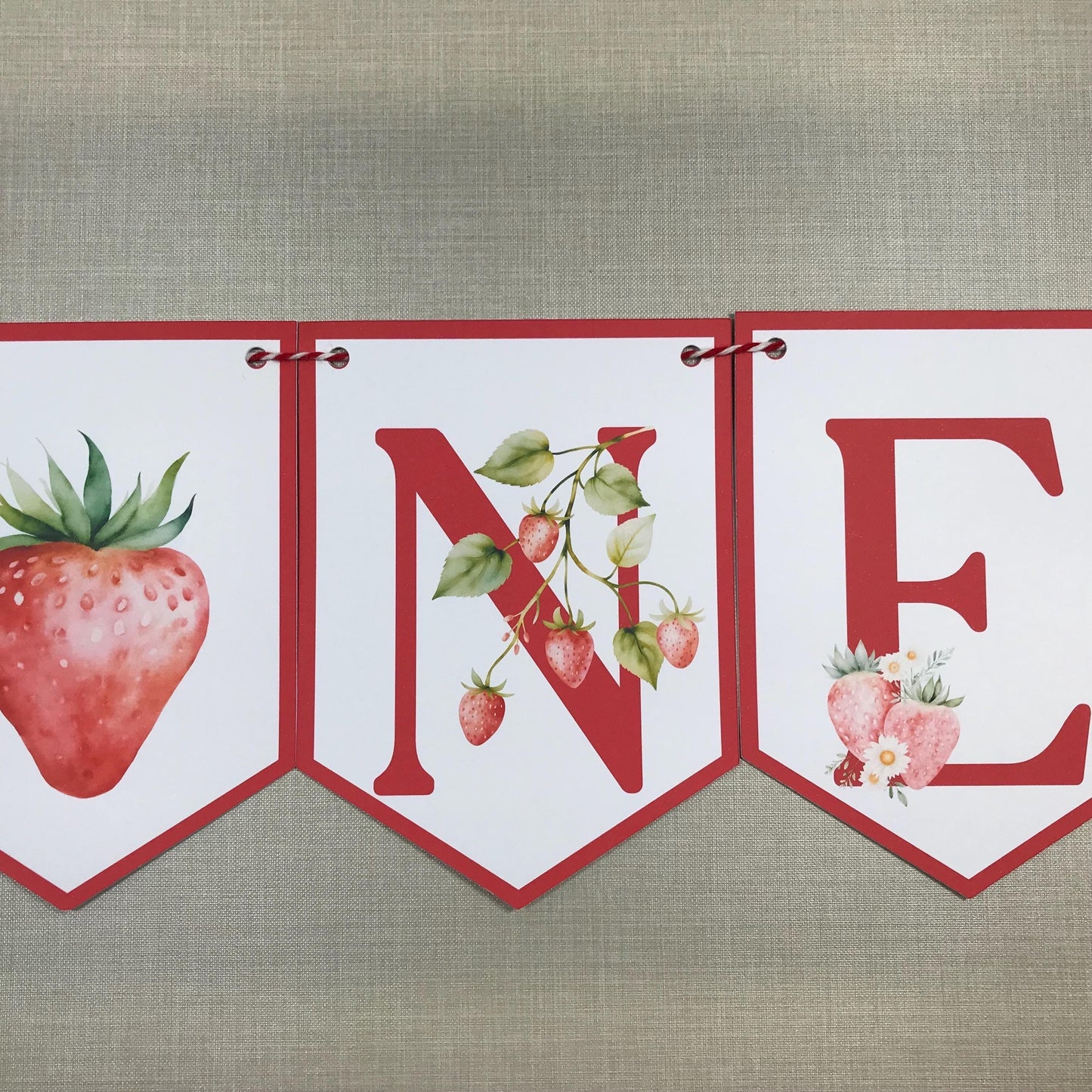 First Birthday Banner Strawberry Theme