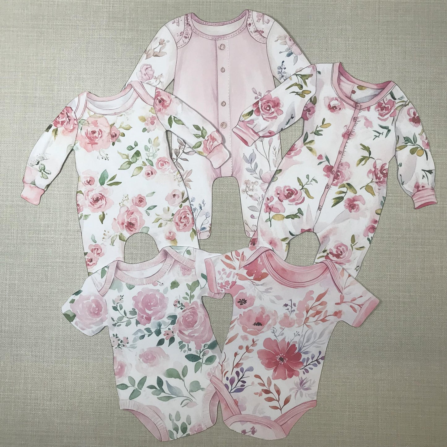 Pink Toile Baby Shower Bunting – Washing Line Style Baby Clothes Garland