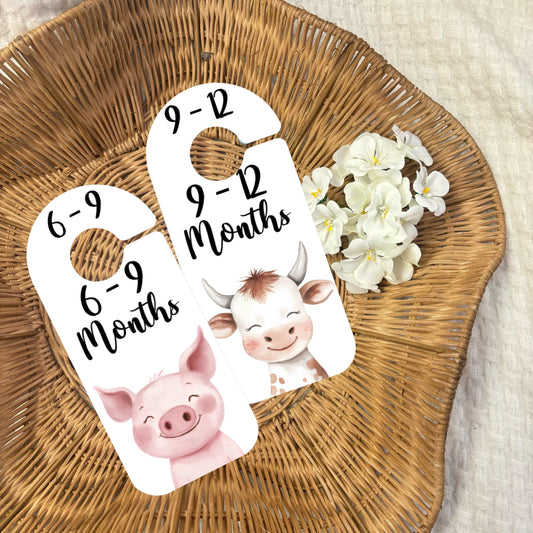 Farm Yard Animal Baby Clothes Age Dividers – Nursery Wardrobe Organisers