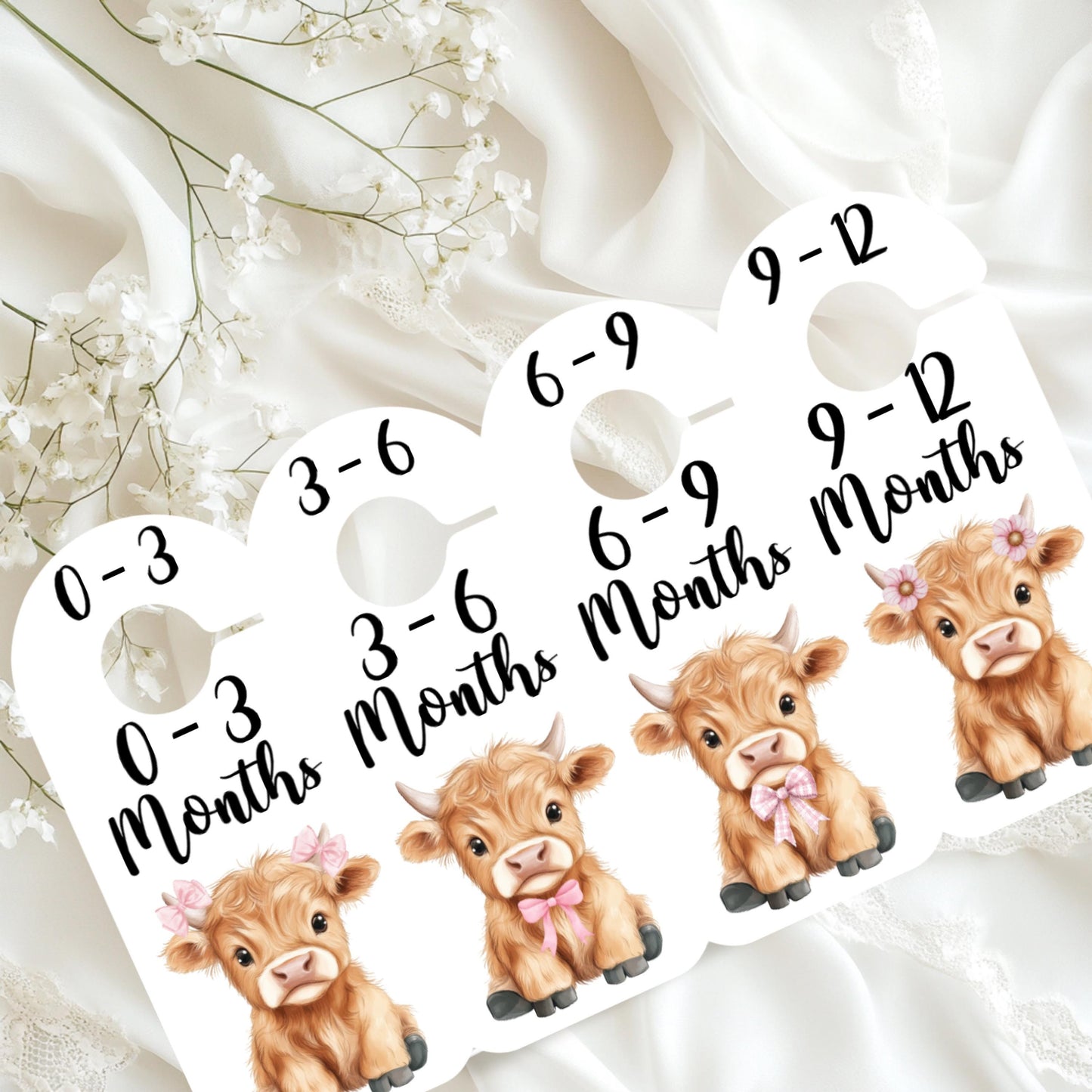 Highland Cow Baby Clothes Age Dividers – Nursery Wardrobe Organisers