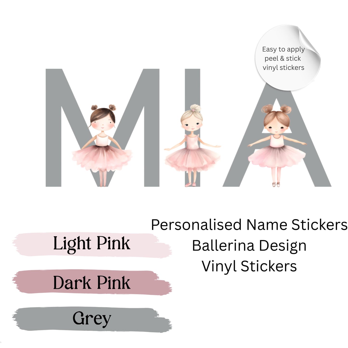 Personalised Ballerina Name Wall Sticker – Ballet Nursery Vinyl Decal for Girls Bedroom