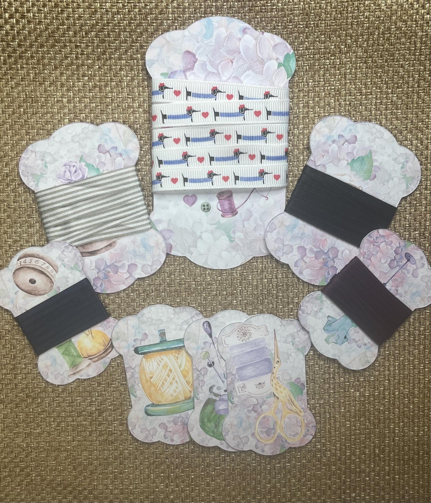 Ribbon and Thread Organizer Spool Cards – Vintage and Floral Styles
