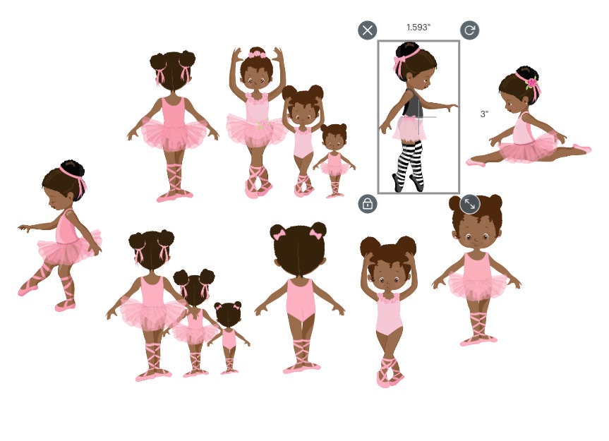 Black Ballerina Vinyl Wall Stickers – Ballet Bedroom Décor for Girls – Set of 12