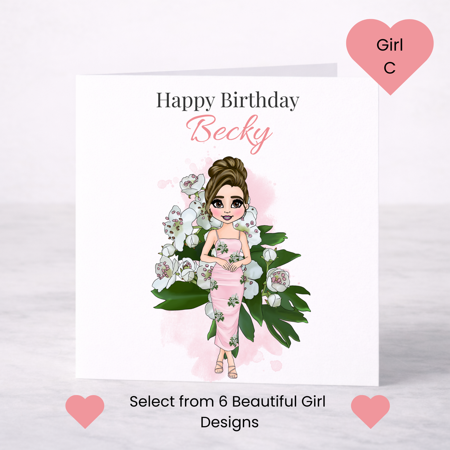 Personalised May Birth Flower Birthday Card – Hawthorn Design, Custom Name, Choice of Girl