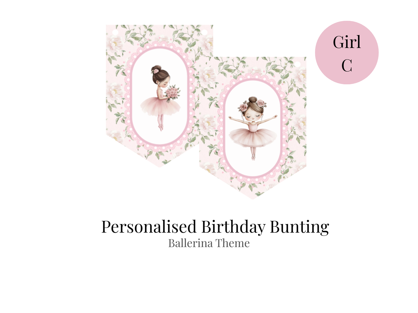 Personalised Ballerina Birthday Bunting – Pink Ballet Party Garland for Girls