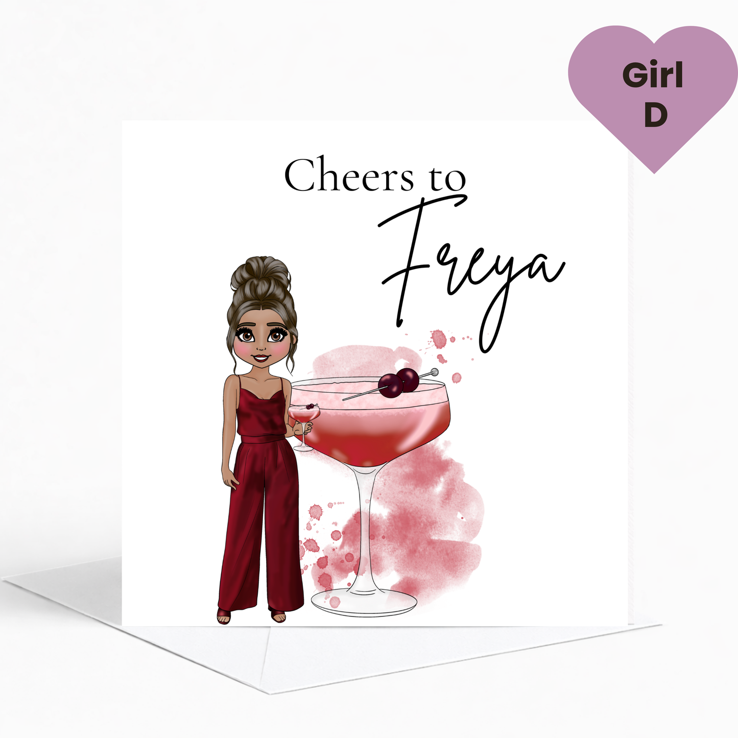 Personalised Cherry Sours Birthday Card for Her – Trendy Cocktail Birthday Card for Teens & Young Adults