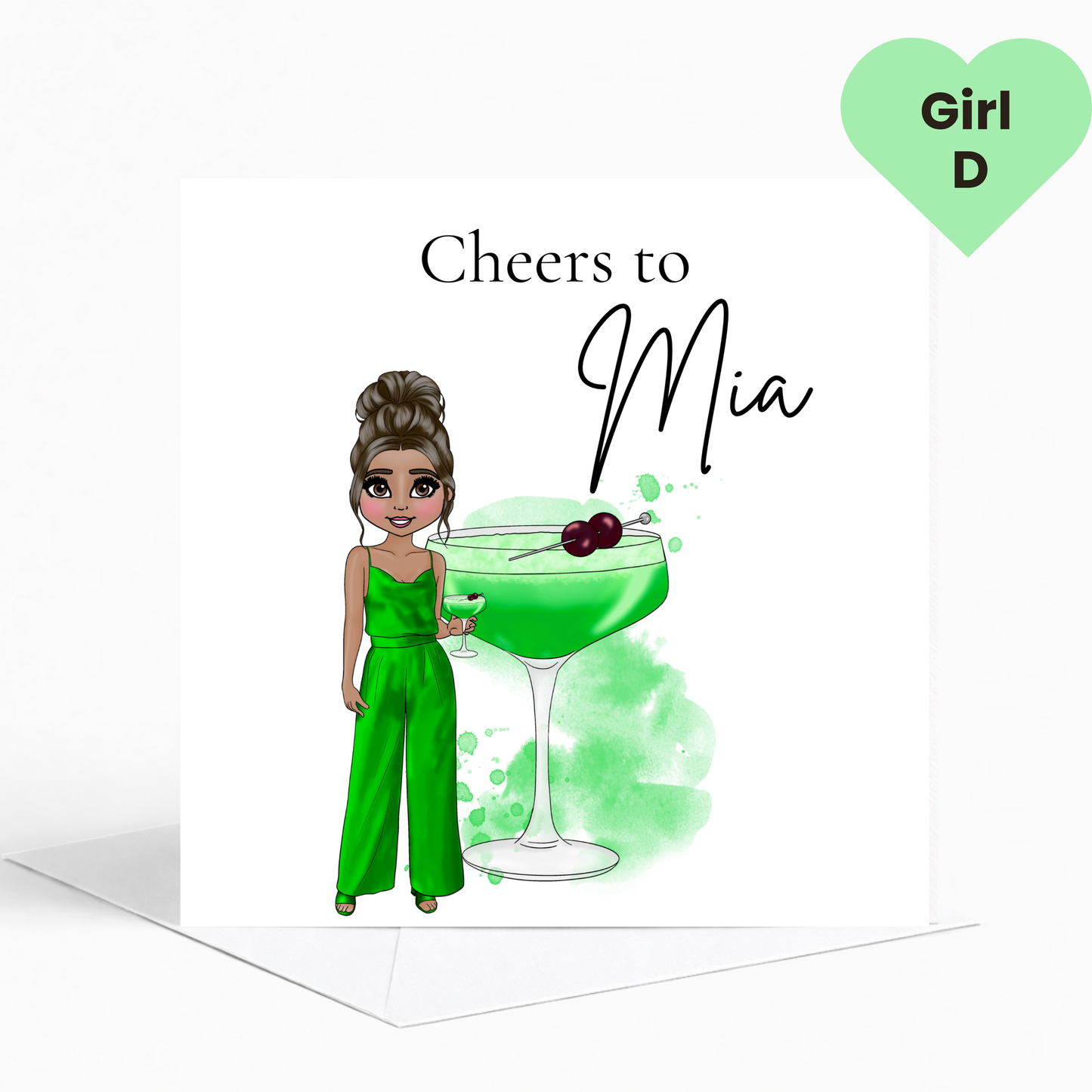 Personalised Apple Sours Birthday Card for Her – Trendy Green Cocktail Birthday Card for Teens & Young Adults