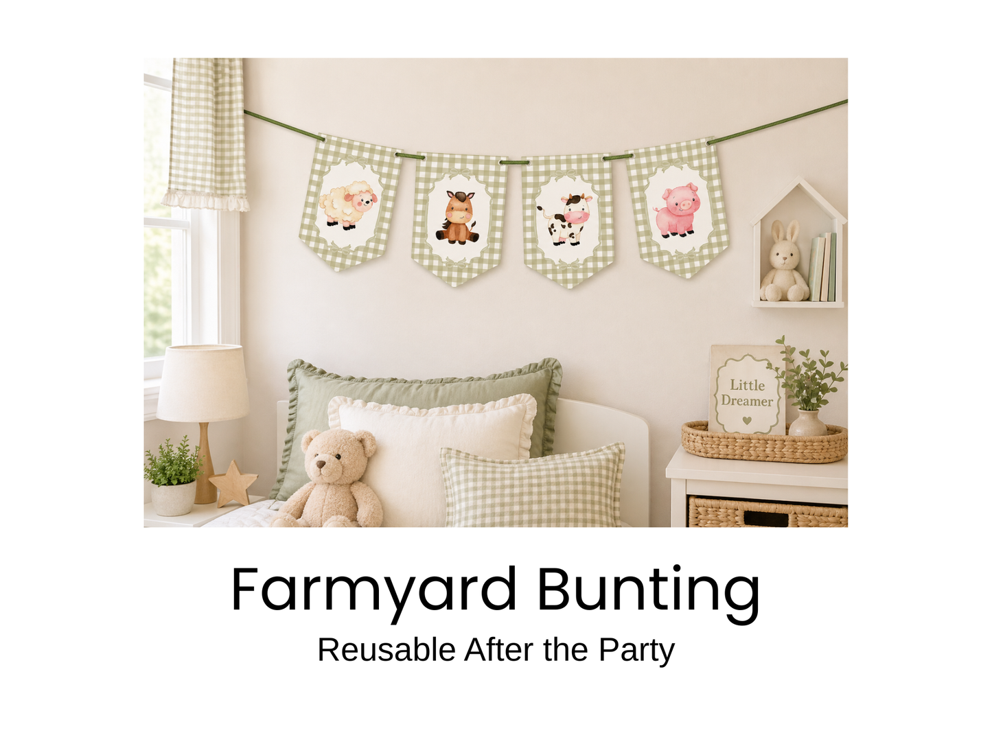 Personalised Farmyard Birthday Bunting – Farm Animal Name & Age Banner