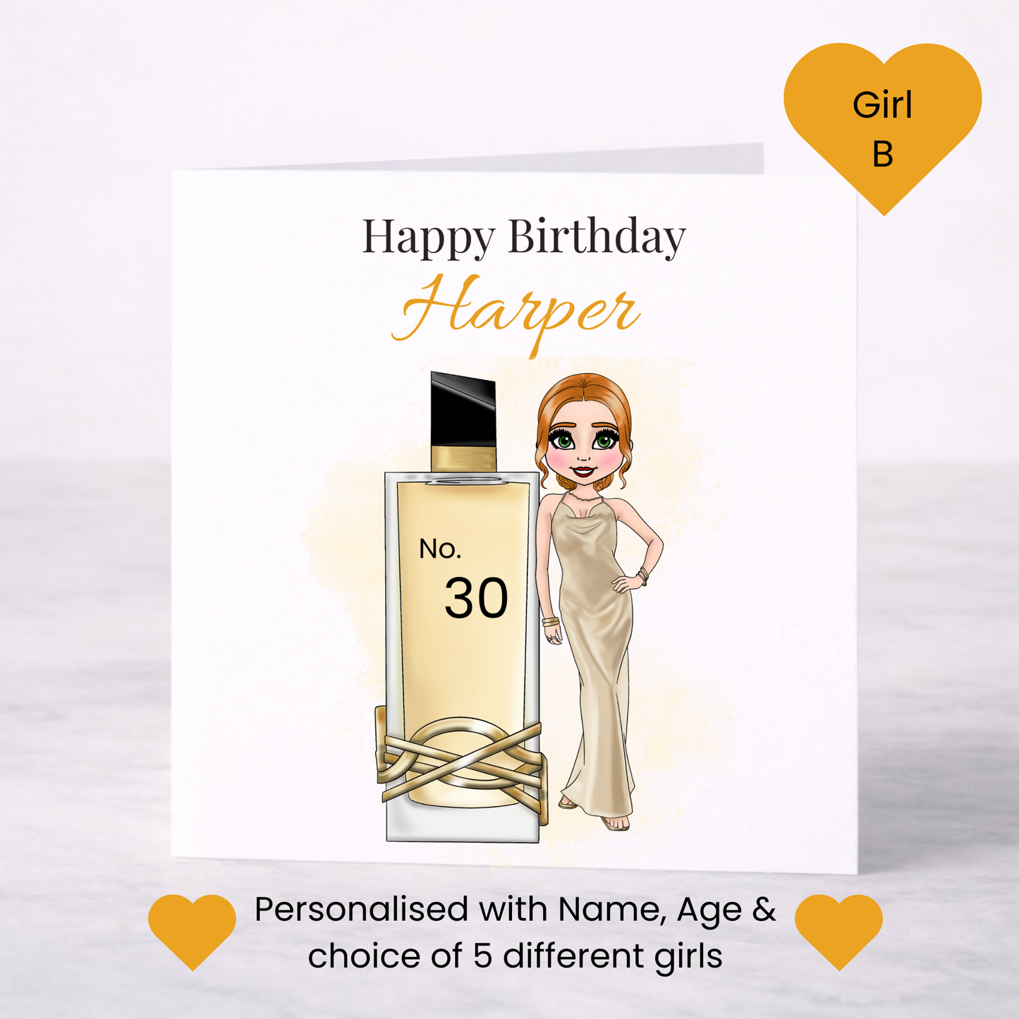 Personalised Glam Perfume Birthday Card – Name & Age Custom Card for Her