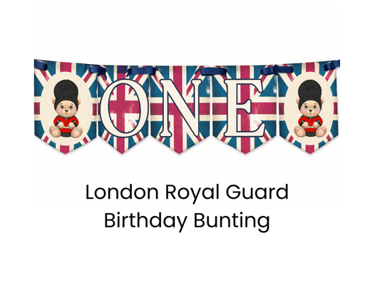 London Royal Guard Birthday Bunting – Teddy Bear Banner Age 1–5 Boys Party Decor