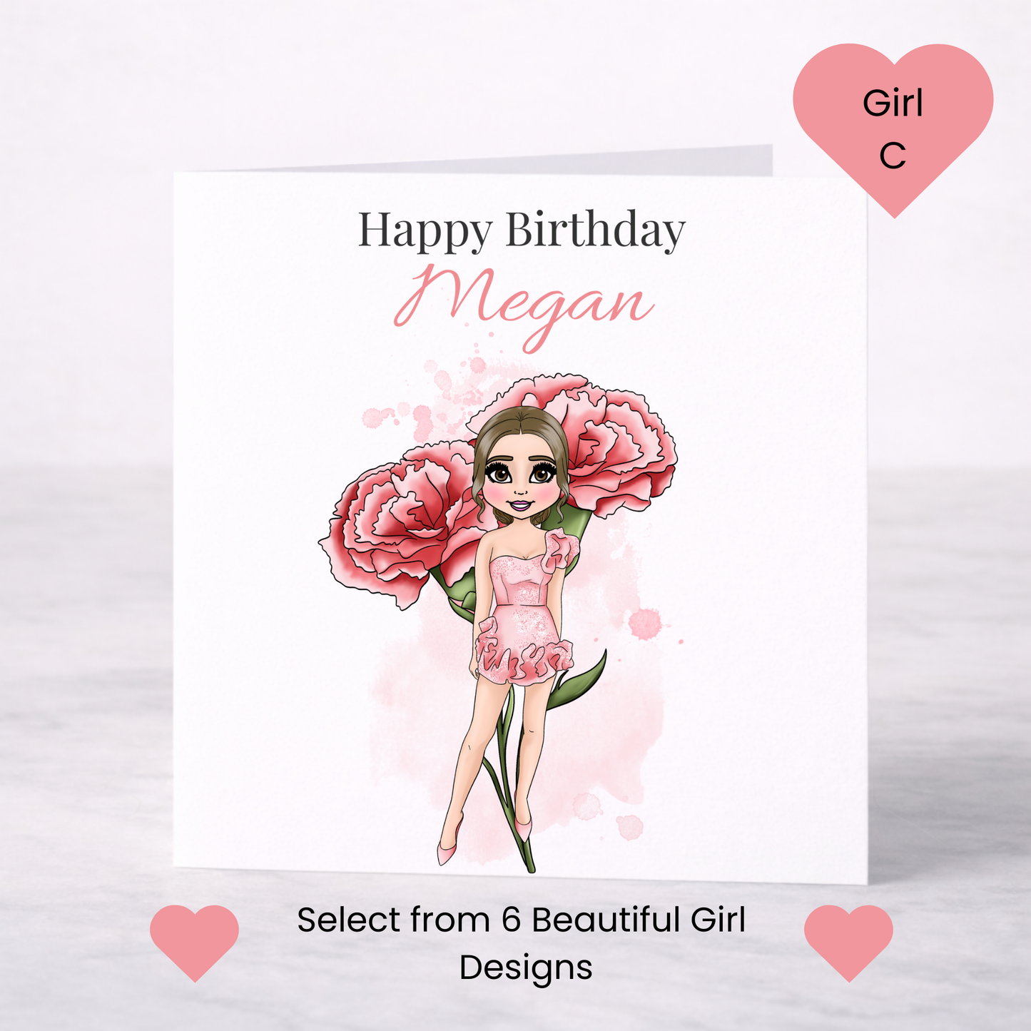 Personalised January Birth Flower Birthday Card – Snowdrop or Carnation, Custom Name, Choice of Girl