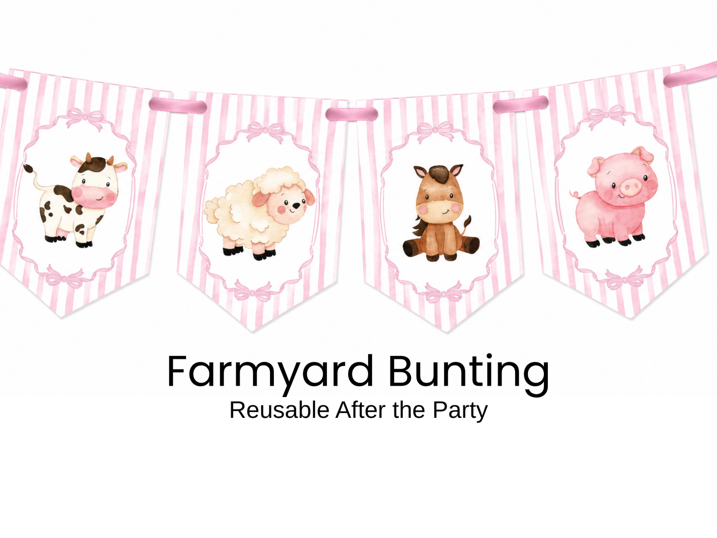 Personalised Pink Farmyard Birthday Bunting