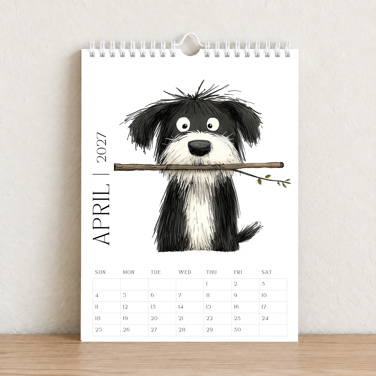 A Year of Scruffy Pups – 2027 A4 Wall Calendar