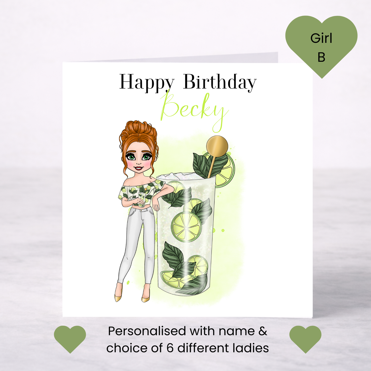 Personalised Mojito Birthday Card – Casual Cocktail Design