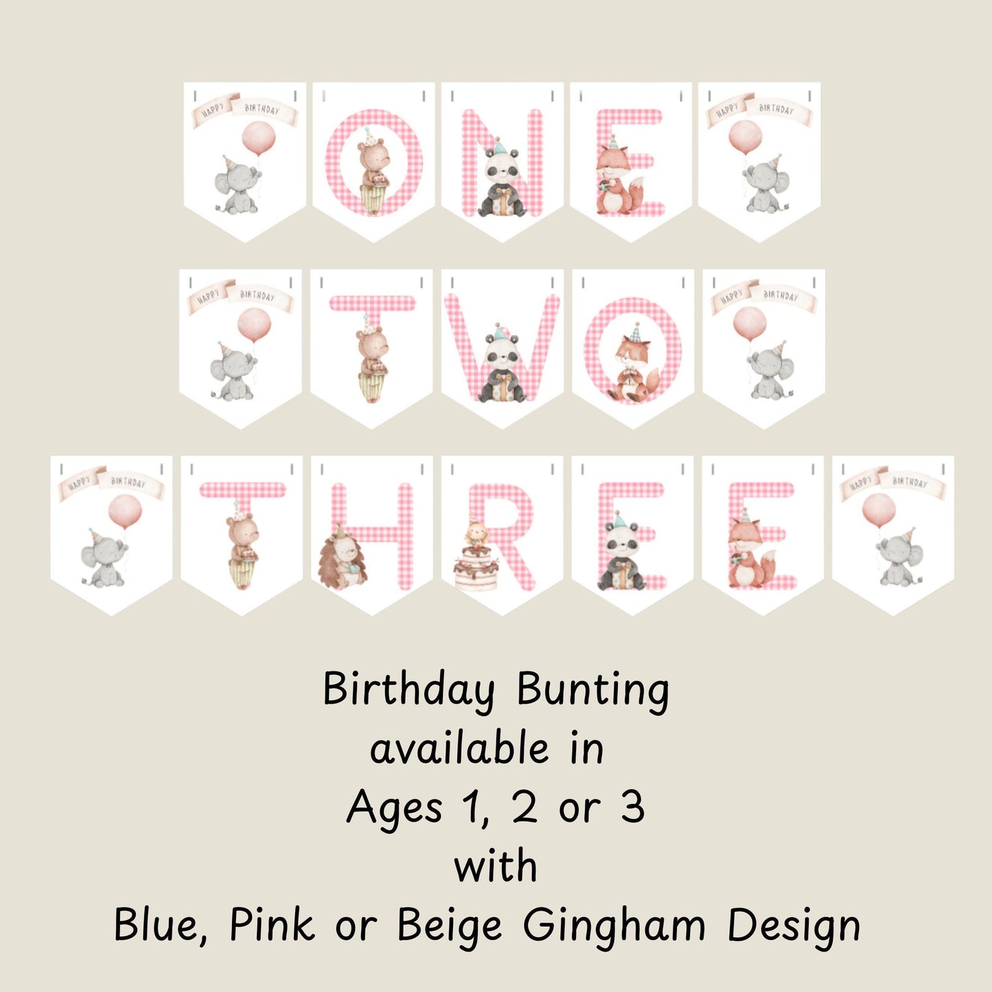 Birthday Animals Bunting  Children’s Birthday Garland (Ages 1–3)