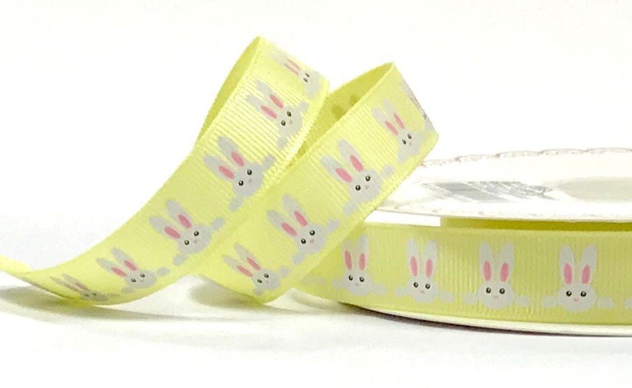 Cute Easter Bunny Ribbon by Bertie’s Bows – Grosgrain Ribbon for Crafts & Easter Decorations