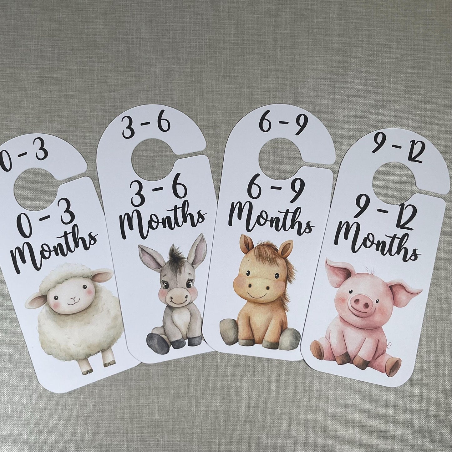 Farmyard Animal Baby Clothes Dividers – Set of 4 Wardrobe Organiser Hangers