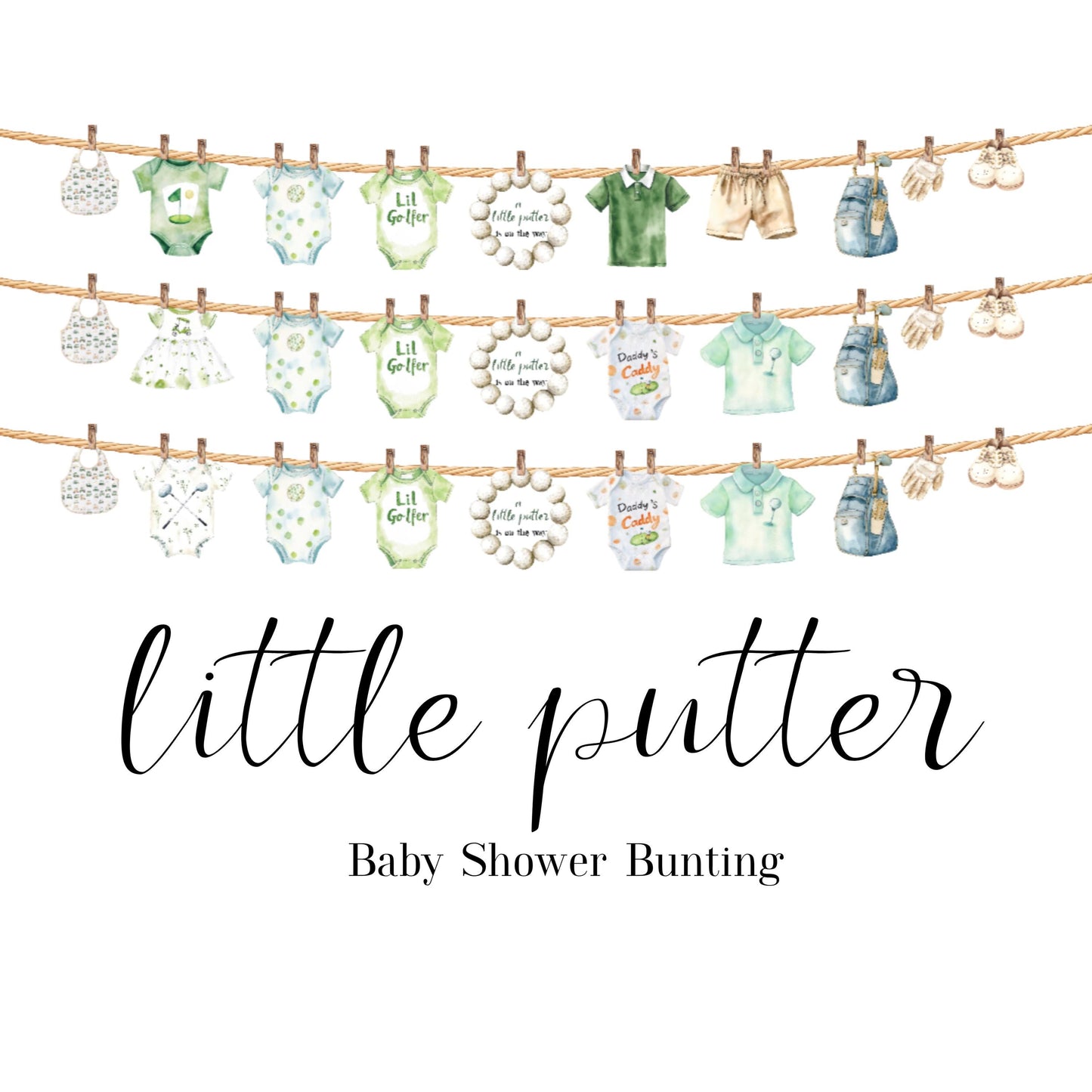 Little Putter Golf-Themed Baby Shower Bunting – Baby Clothes Garland