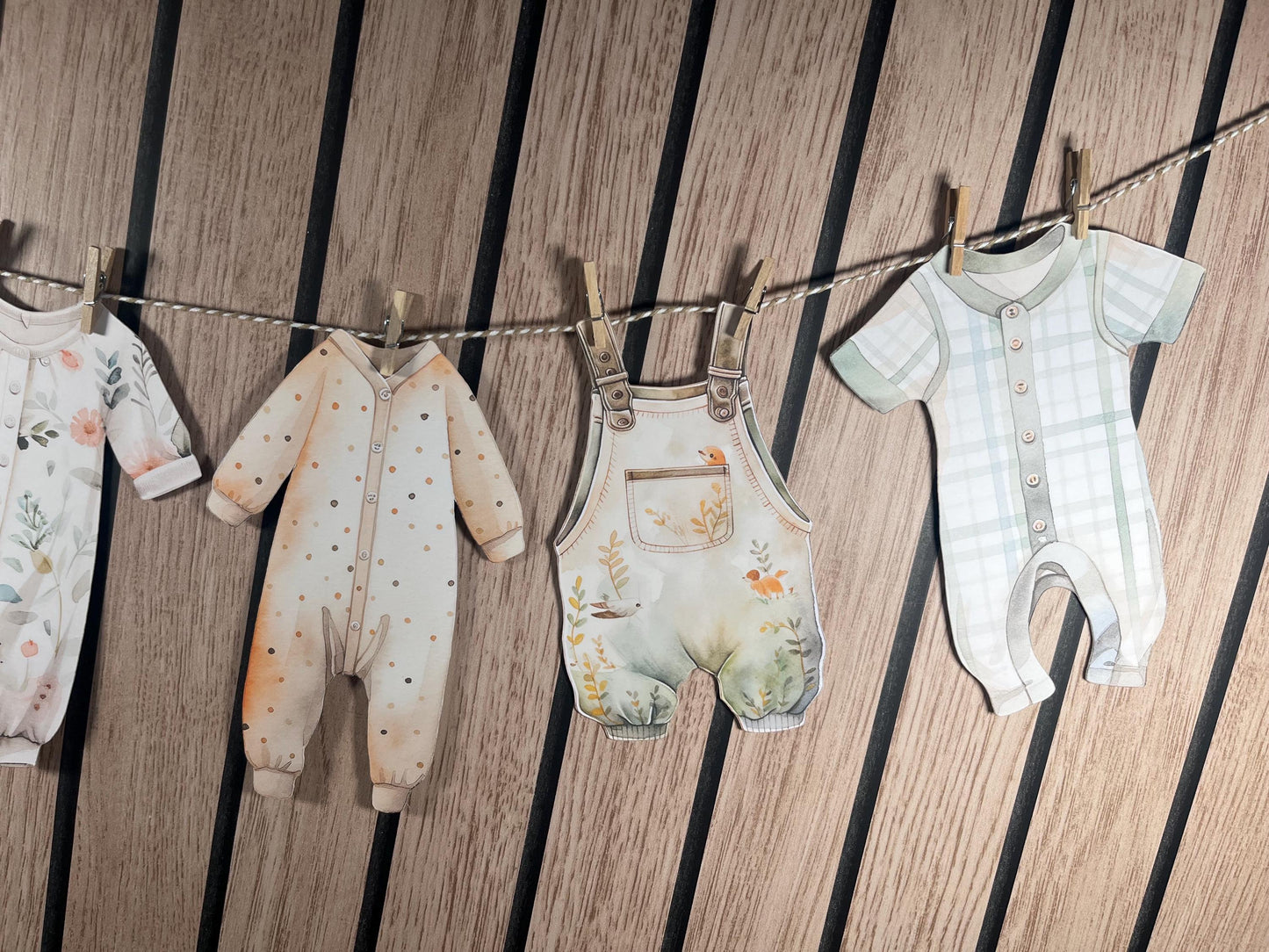 Pastel Baby Shower Bunting – Washing Line Style Baby Clothes Garland