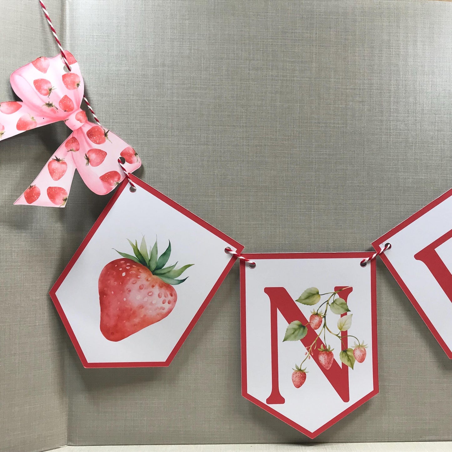 First Birthday Banner Strawberry Theme