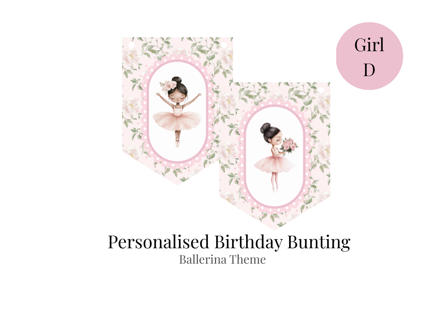 Personalised Ballerina Birthday Bunting – Pink Ballet Party Garland for Girls