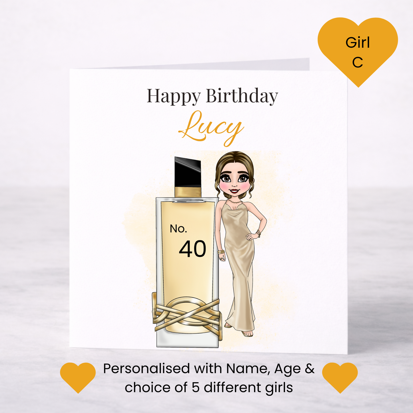 Personalised Glam Perfume Birthday Card – Name & Age Custom Card for Her