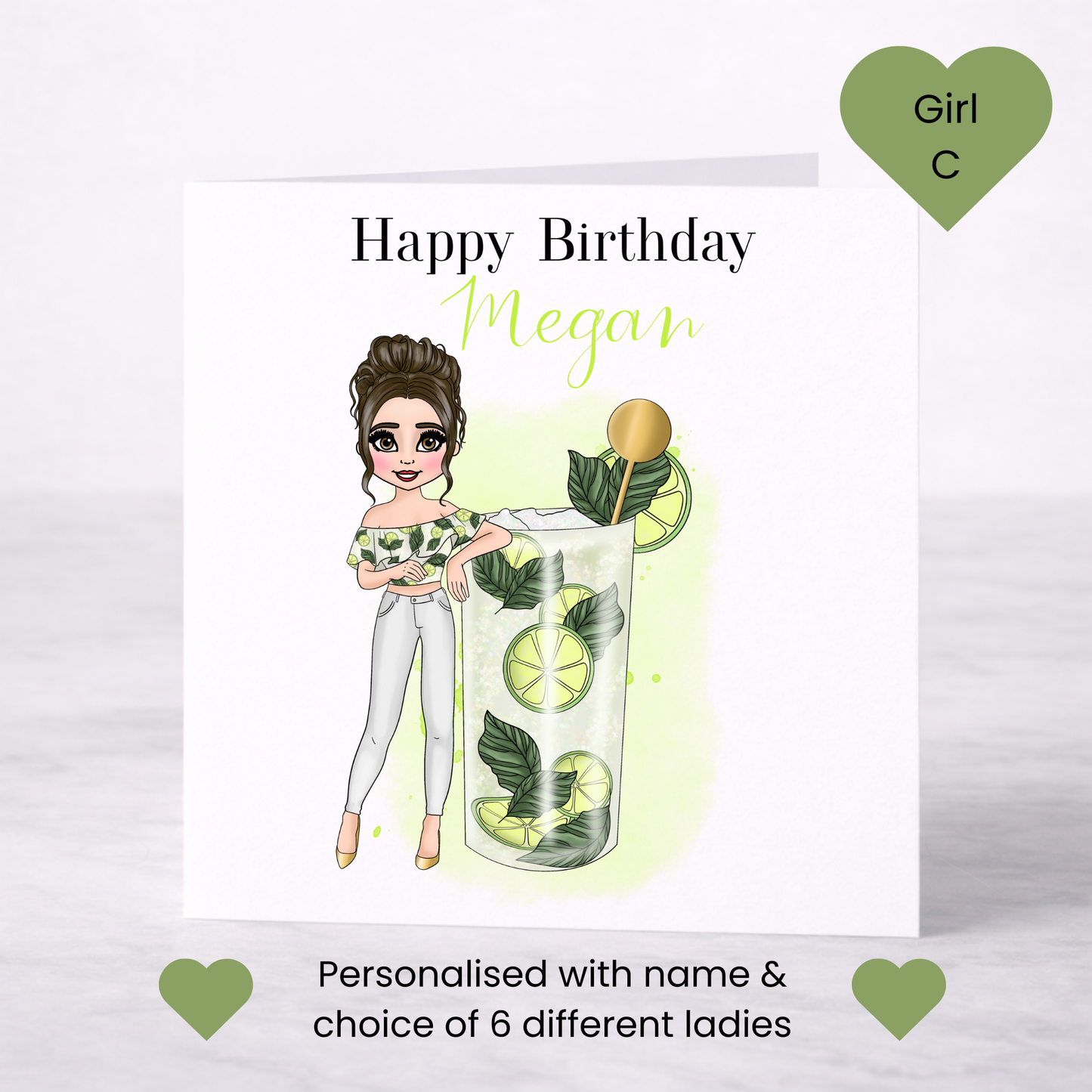 Personalised Mojito Birthday Card – Casual Cocktail Design