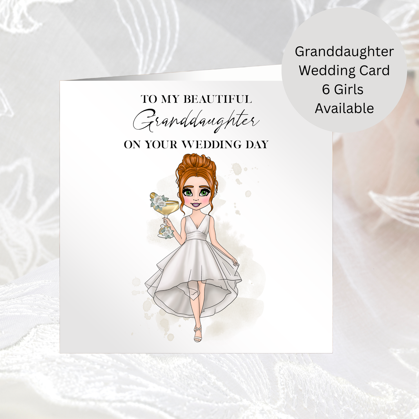 Granddaughter Wedding Day Card – Choose Bride Illustration