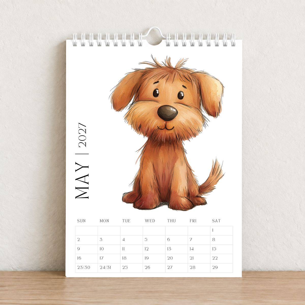 A Year of Scruffy Pups – 2027 A4 Wall Calendar
