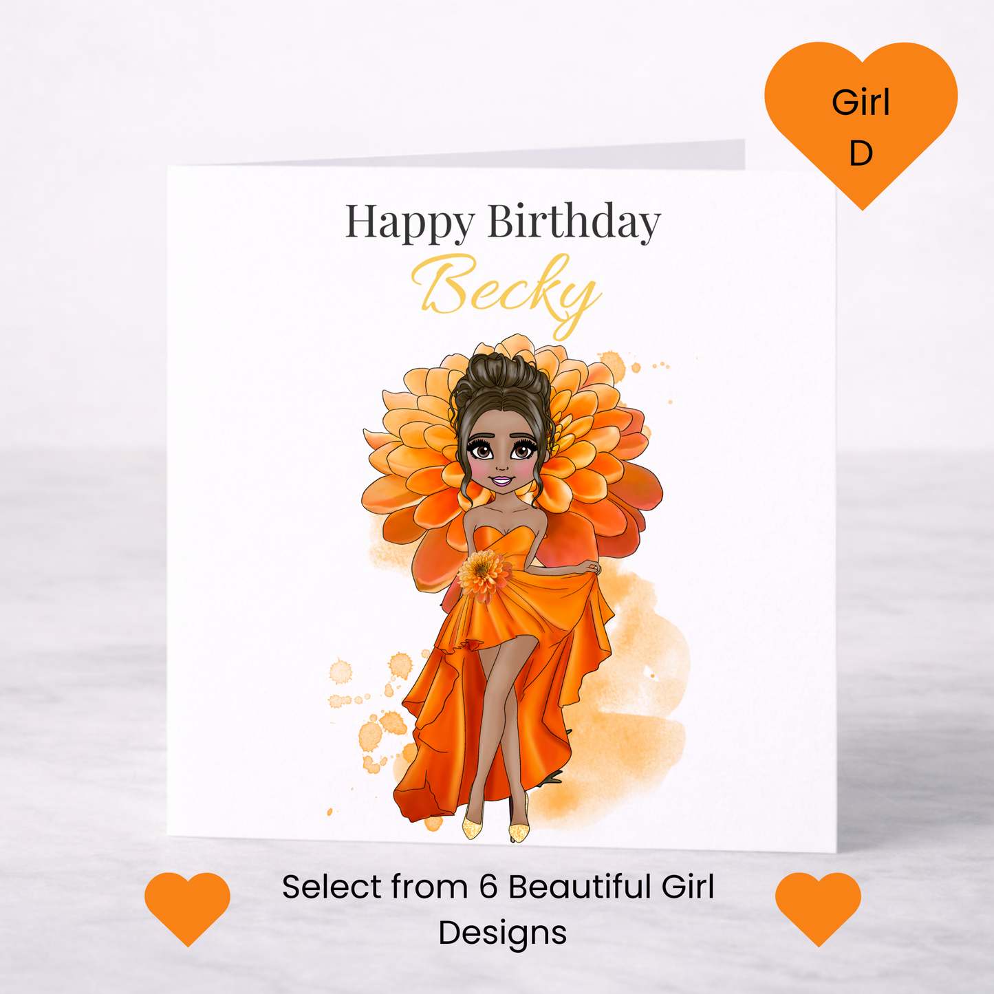 Personalised November Birth Flower Birthday Card – Chrysanthemum Design, Custom Name, Choice of Girl