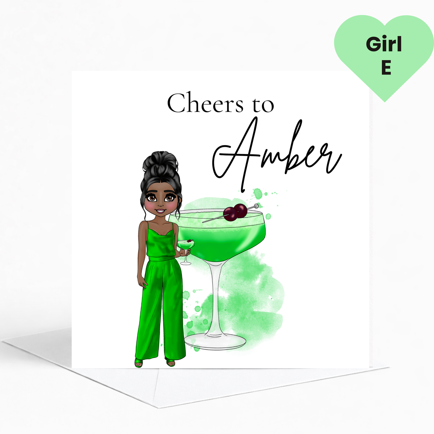 Personalised Apple Sours Birthday Card for Her – Trendy Green Cocktail Birthday Card for Teens & Young Adults