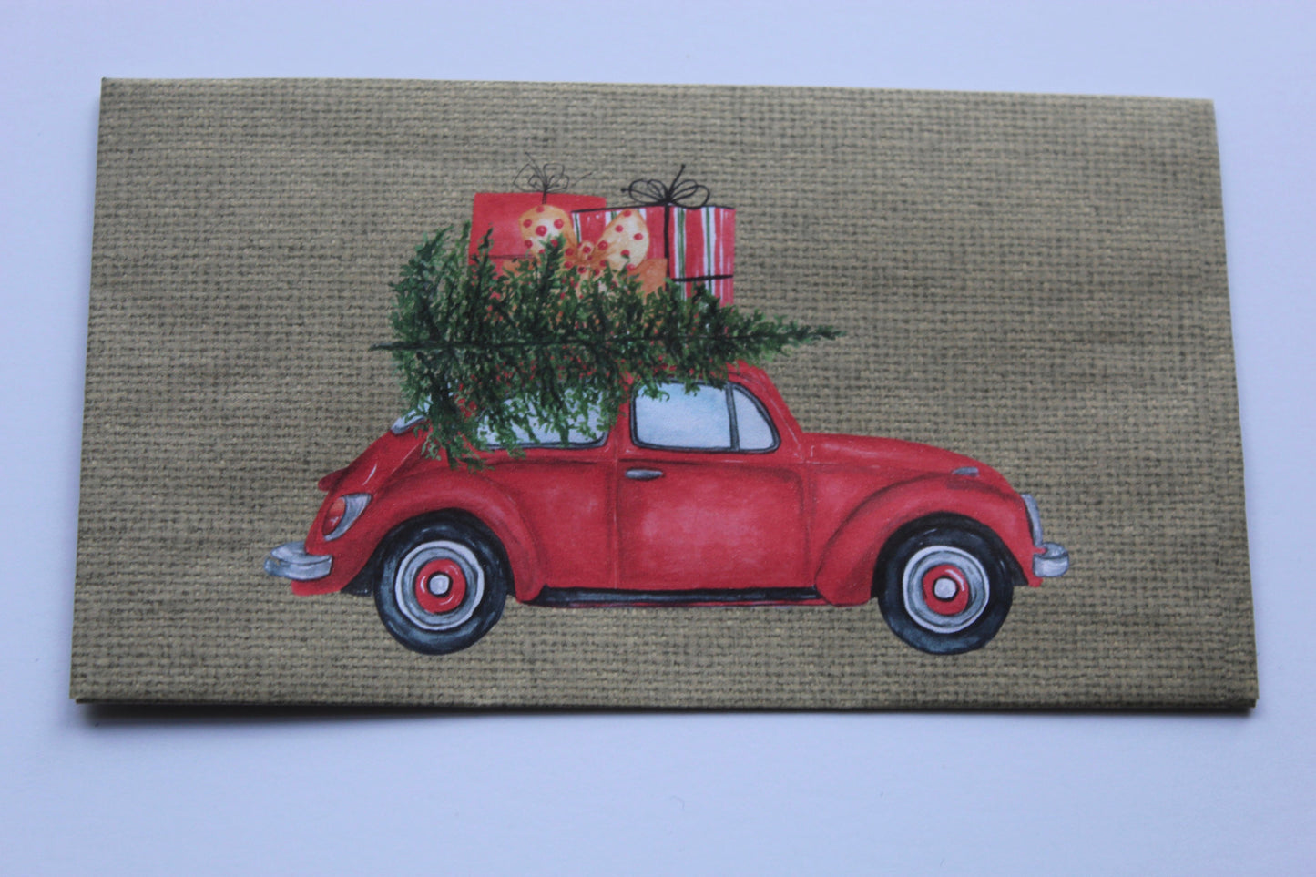 Handmade Christmas Envelopes Set of 4 – Vintage Red Car Gift Card & Money Holders