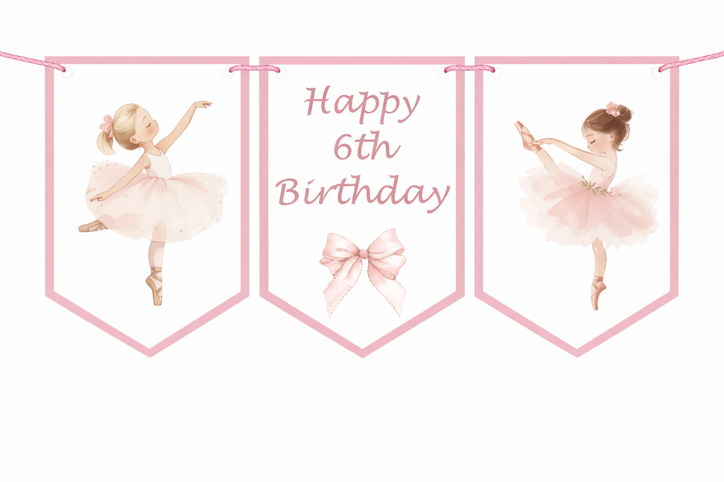 Ballerina Birthday Bunting – Ballet Party Banner Age 1–7 Girls Birthday Decor